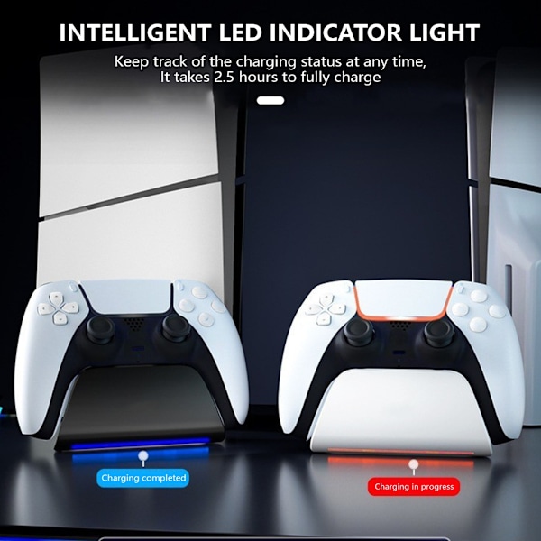 Laddningsstation för P5 Trådlös Spelkontroll Enkel Gamepad Laddningsställ Dockningsstation Joystick Tillbehör White