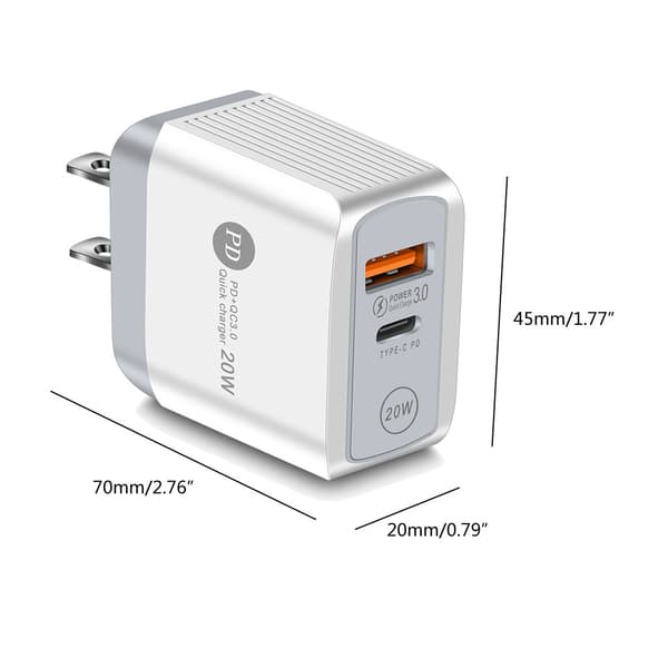 20W Quick Charge 3.0 USB Type C PD Oplader til 12 Pro Max USB C White UK