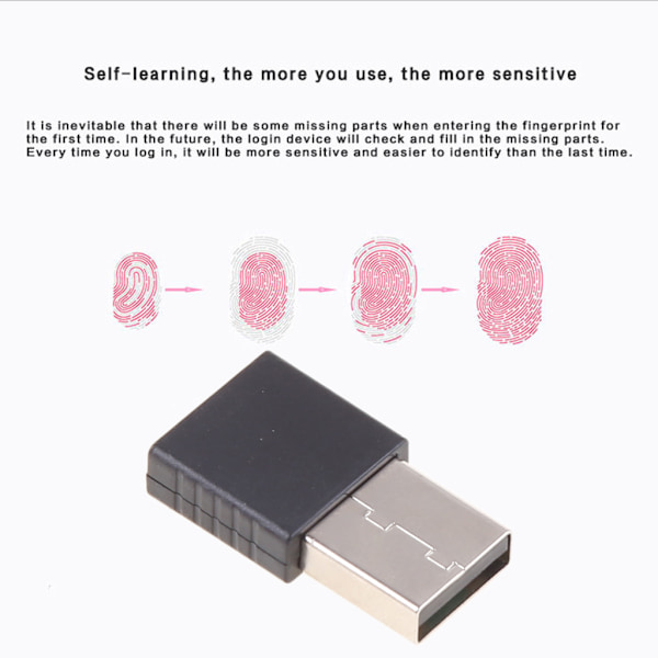 Mini USB-fingeravtrycksläsare Win10 Dongle Filkryptering 360° för Touch-säkerhet