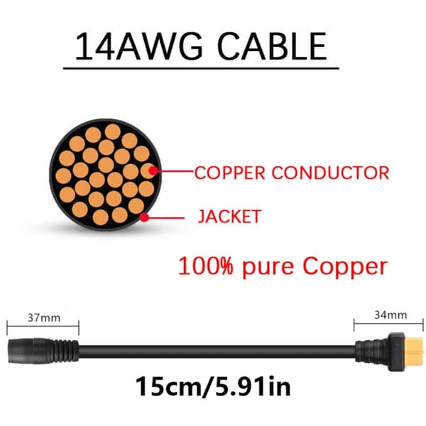 Koppar XT60 till DC8020 8mm Adapterkabel för Strömöverföring 15cm Svart null - XT60A