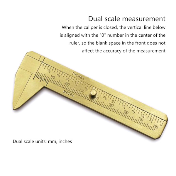 Mini mässing glidmätare Vernier Bead Smycken Bromsok Dubbelskala 80 mm / 3.25in
