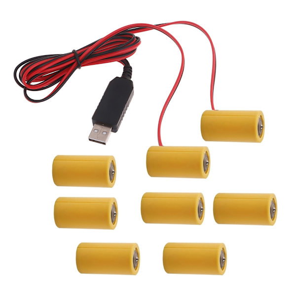 2-i-1 USB-strömkabel USB till 6V C LR14-batteri för LED-lampa Klocka