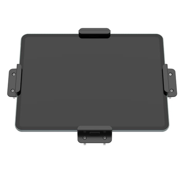 Tilaa säästävä tablettien seinäkiinnike itselukittuvalla mekanismilla, musta
