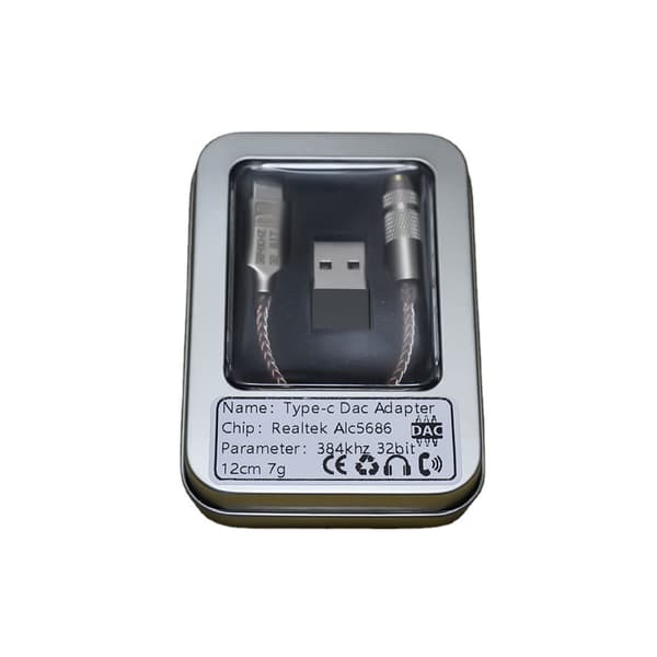 Type C til 3,5 mm lydkabeladapter DAC-dekoderkonverterkabel ALC5686 HIFI Boxed USB head