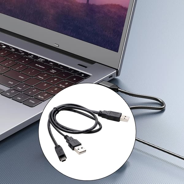 Dobbelt USB A til Mini 5Pin Y-kabel, samtidig dataoverførsel og strømforsyning 1pc