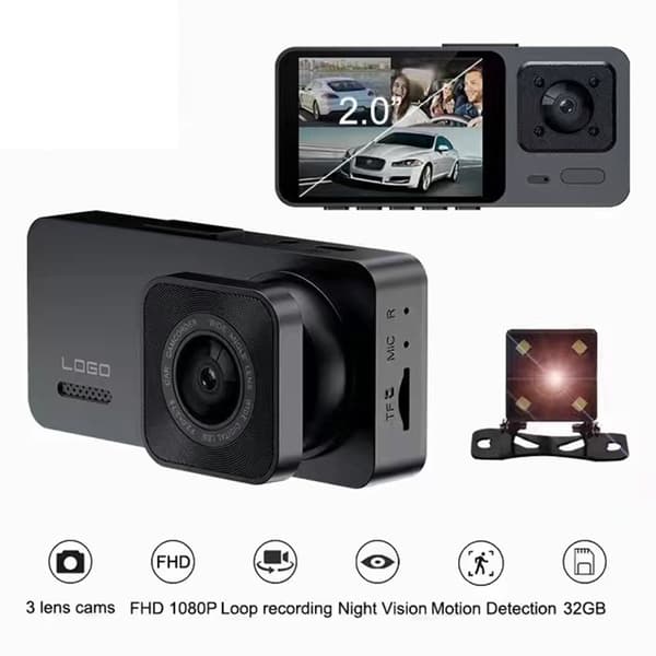 Dashcam Videoopptaker Parkeringsovervåking Dashcam foran og bak null - Three records