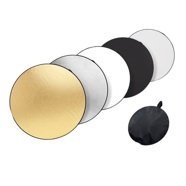 5-i-1 fotoreflektor med silver, guld, vit, svart ljusdiffusorpanel 30cm