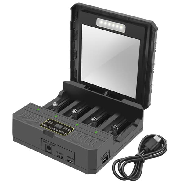 USB C Solcellelader 4 Spors Powerbank-kabinett Litium Batterilading