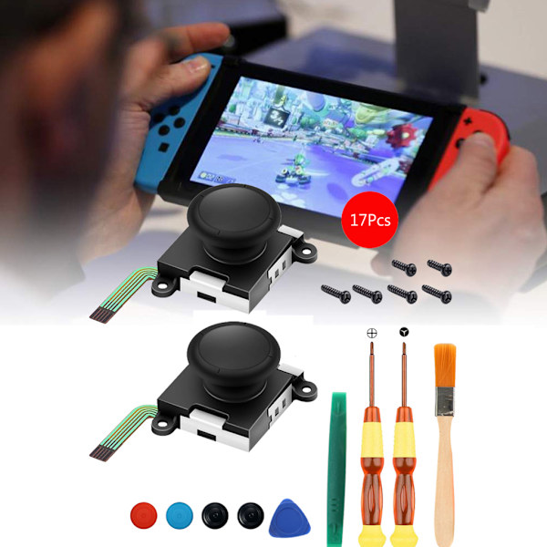 Konsolmejsel Reparationsverktygssats 3D Analog Joystick Tummepinne för Triangelpaddlar Ersättningar för Switch-kontroll