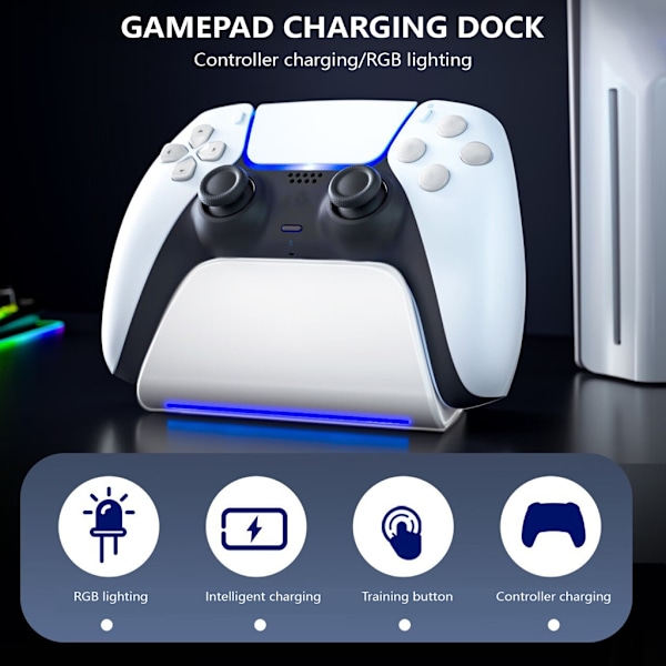 Laddningsstation för P5 Trådlös Spelkontroll Enkel Gamepad Laddningsställ Dockningsstation Joystick Tillbehör White