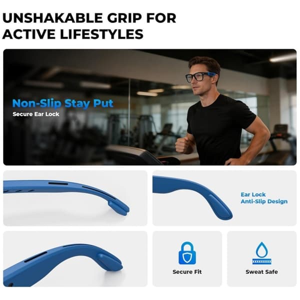 Anti-skrid silikonegreb øre silikoneholder til briller Blue