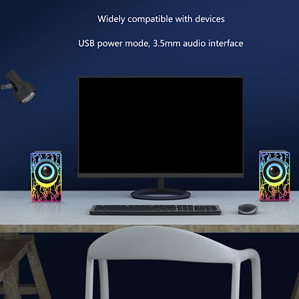 USB-driven datorhögtalare med multi-RGB-belysning, Minihögtalare