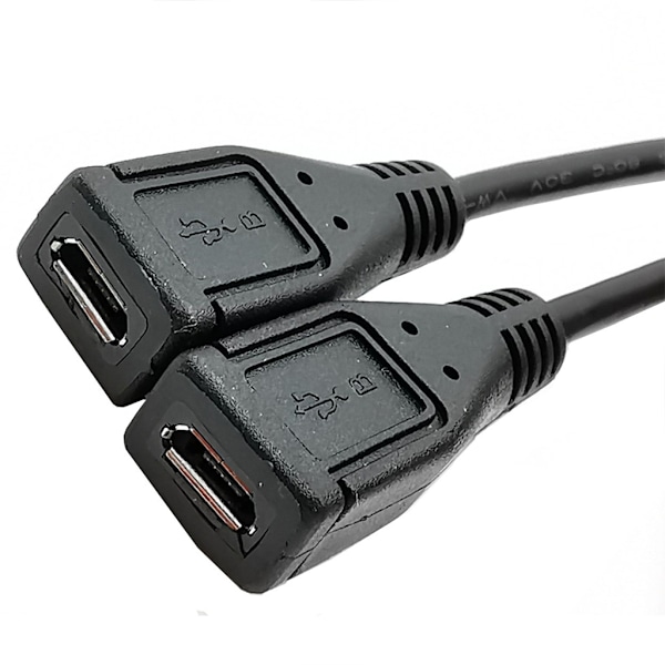 Splitter och Micro USB-kabel, 5-stifts hane till 2 honor Y-splitterkabel Vänster Höger Vinkel Laddaradapter Laddningsdatakabel Left bend