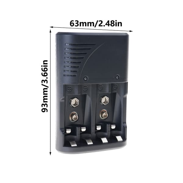 Kompakt resevänlig batteriladdare för AA 3A 9V cellladdningsadaptrar med överladdningsskyddsfunktioner Black