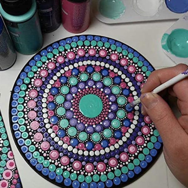 8st svart rund kartong Mandala målarpapper DIY kartonger för konstnärsmålare