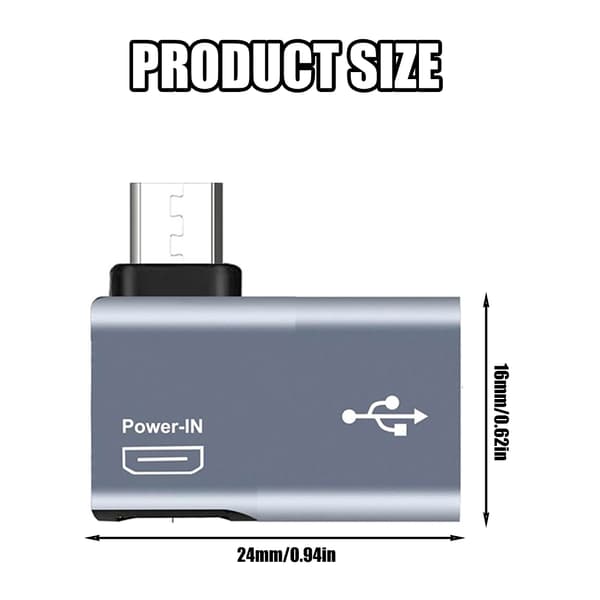 Micro USB OTG-adapteromvandlare med extern strömförsörjning och tangentbord null - Bend left