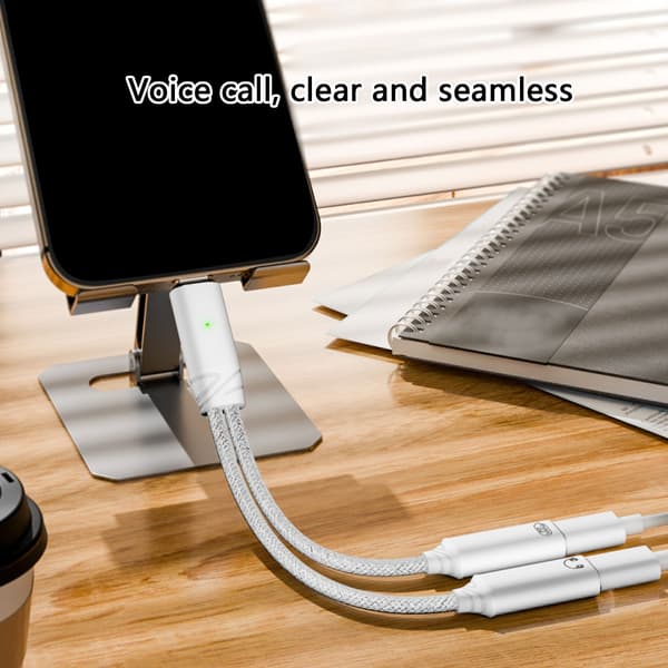 2 I 1 Typ C Splitter till Typ C USB C Hörlursljudadapter Laddning White