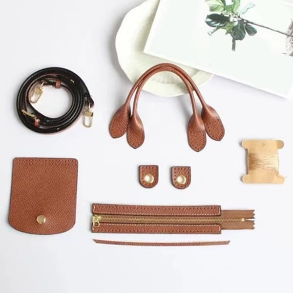 Läderpåse Tillverkningssatser DIY Läderpåse Stickningsset för Virkade Handväskor Present Coffee