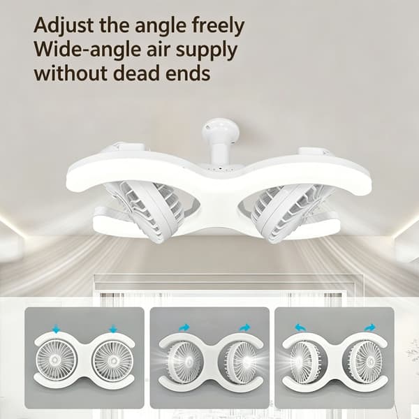 Dobbelthodevifte med LED-lys E27-sokkel LED-takviftelys holdbart