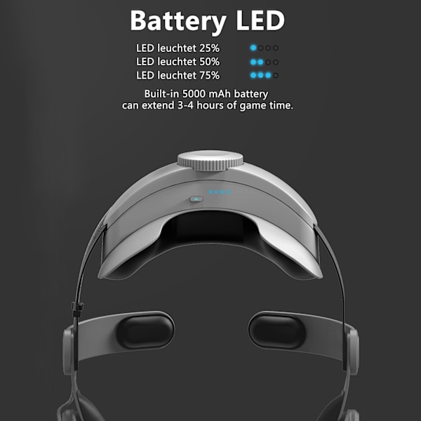 Laddningsbart huvudband för Quest 2, Ersättnings-VR-headset för huvudbandsrem som minskar ansiktspress