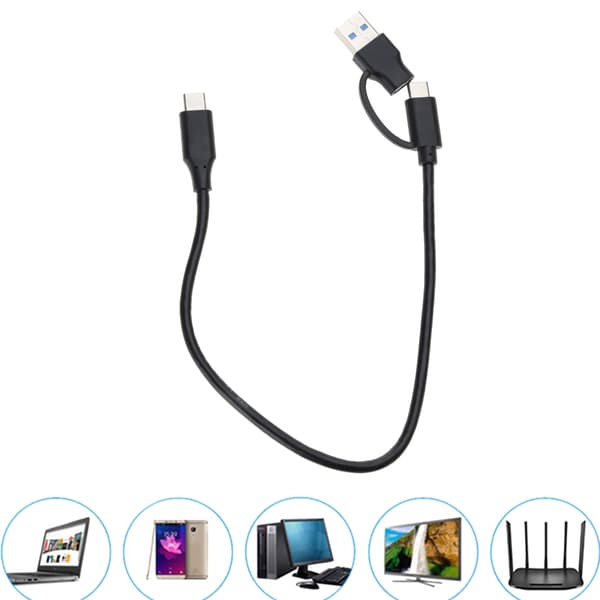 2 i 1 USB-A / C til USB-C-kabel til QC PD hurtigopladning datasynkronisering 10 Gbps til mobiltelefon