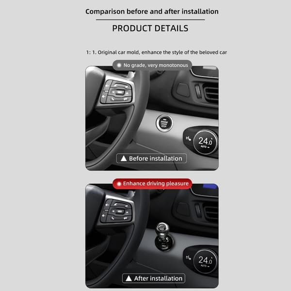 Vippearmsdæksel til bilens tændingsknap, enkelt trykstart, ergonomisk Silver car