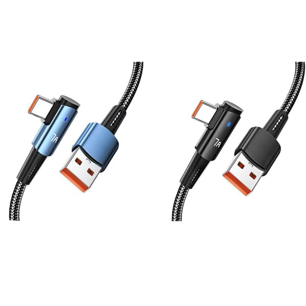 USB Type C-kabel 7A hurtiglading USB-A til USB C-lader nylonflettet ledning Blue 1m