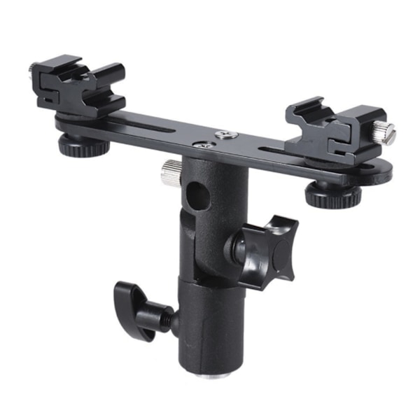 DSLR Dubbel Blixtfäste 2-Hotsko Fäste Speedlight Stativ Parasoll Blixt Hållare