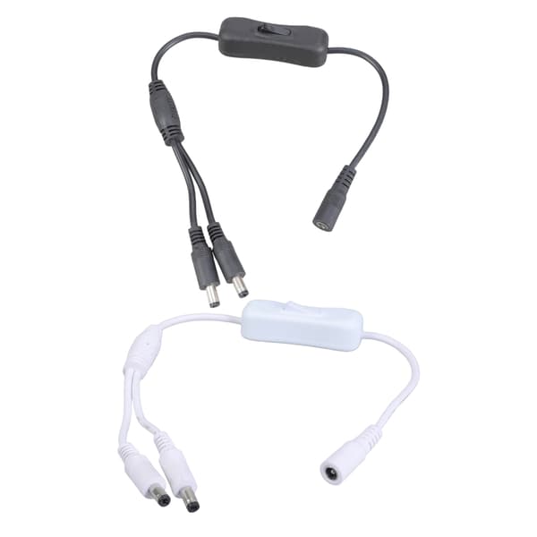 DC5521 Y Splitter Strømkabel Forlængerkabel 5,5x2,1 mm Hun til Dobbelt Han Switch White