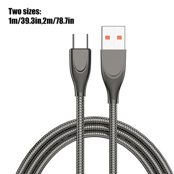 Typ C-kabel 65W Snabbladdning USB till Typ C Hane till Hane Dataöverföringskabel Silver 1m