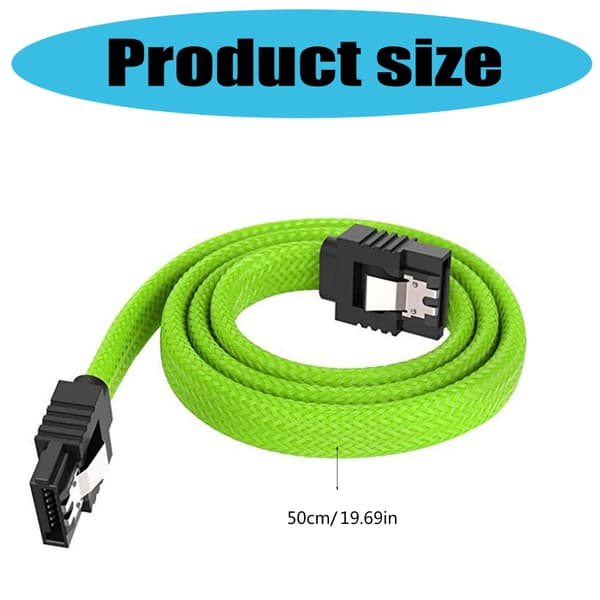 Tunn SATA3.0 6GB/s Datorkabel 50cm Nylonnät Säkerhetslås Red