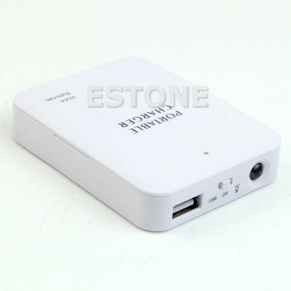1 st Ny 4X AA Batteri USB Power Bank Nödladdare för Fodral För Mobiltelefon White