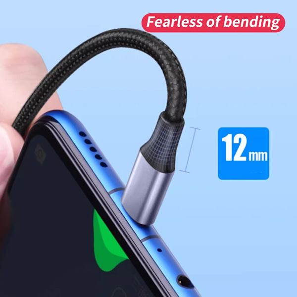 USB C till USB 5-stiftskabel Typ C Nylonflätad tråd 2.4A Snabbladdning & 480 Mbps Datakabel för surfplattor telefoner
