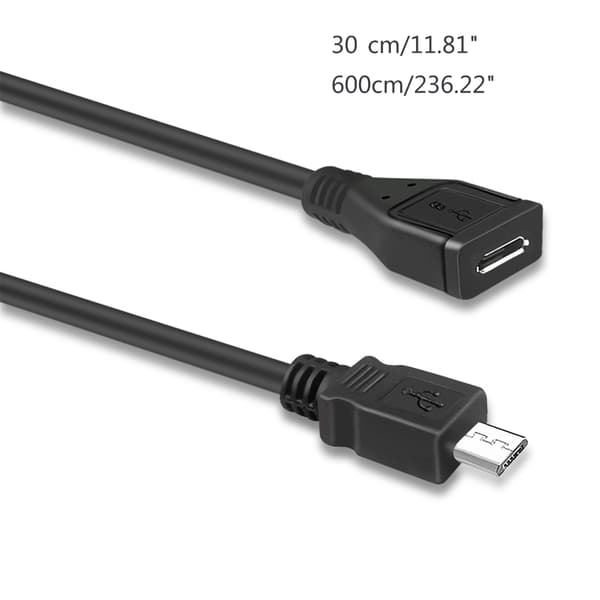 Micro USB Han til Hun Forlængerkabel 5-bens Stik 236.22in/11.81in 30cm