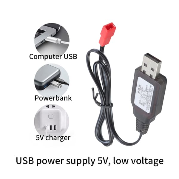 7.2V JST Lithium Batteri Opladerkabel til Robot Fjernstyret Bil 50cm Langt