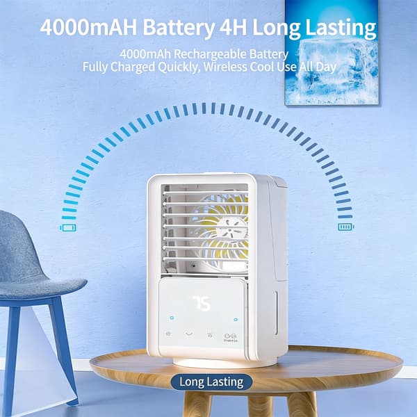 Multifunktionel fordampningskøler med kølesektion, 45dB lav støj og LED-display