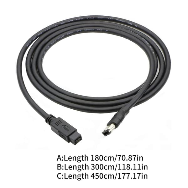 Firewire IEEE 1394-kabel 6-pinners til 9-pinners Firewire 800 til 400-kabel for skriver 1.8m