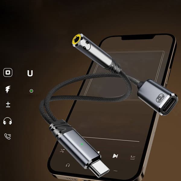 High Fidelitys USB C til 3.5mm Adapter Oplader For Problemfri Musikoplevelse Gray