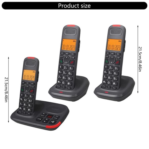 DECT trådløs telefon utvidbar med 2 håndsett for flere rom US regulations