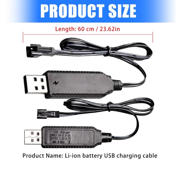 USB-interfaces SM2.0 2P 3.7V batteriopladningskabel med intelligent IC-chip og LED-lys til bildele og flydele