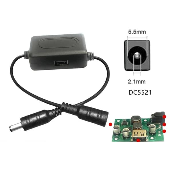 Solcellepanel Spenningsregulator DC12V Utgang USB 5V2A Port DC5.5x2.1mm Port