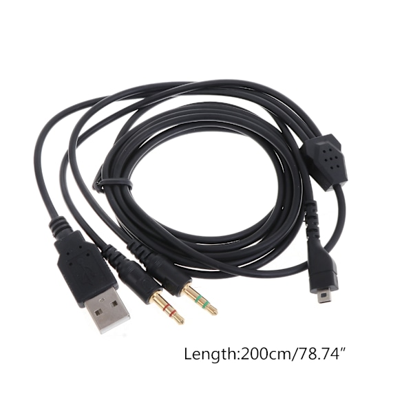 Ersättningskabel USB 3,5 mm mikrofon ljudkabel hörlurar kabel PVC mjuk hållbar tråd för SteelSeries Arctis 3 5 7 Pro hörlurar