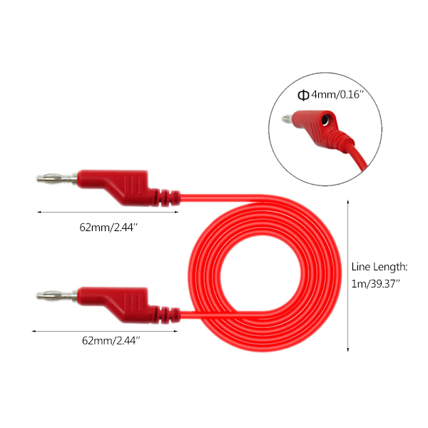 Stackbara Bananpluggar Koppar Testledningsset för Multimeter Bil Automotive 1M 4mm