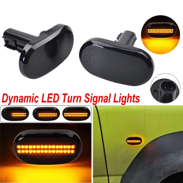 Høy synlighet røkte blinklys med avansert LED-belysning Direkte passform Dynamiske LED-lys for Jimny 1999 til 2019 Transparent shell