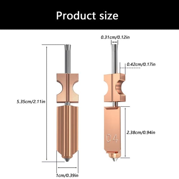Højtemperaturbestandig bronze dysesamling til 3D-printer med hurtigudløsning 0.4mm