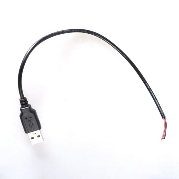 Lige Hoved USB til 2-benet Bar Ledning Åben Ende Strømkabel til DIY Elektronik 30cm