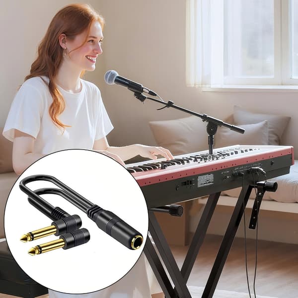 Premium Y-formad 6,35 mm TRS Splitterkabel Guldpläterade Kontakter 6,35 mm Kabel För Gitarrförstärkare Studioenheter null - Elbow head