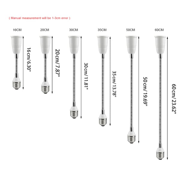 E27 - E27 jatkovalaisinadapteri joustava LED-valaisinkanta 50cm