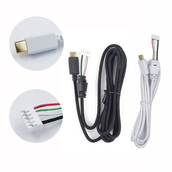 USB C Hörlurskabel DIY Ersättningssladd för ROG Delta/ Delta S Black