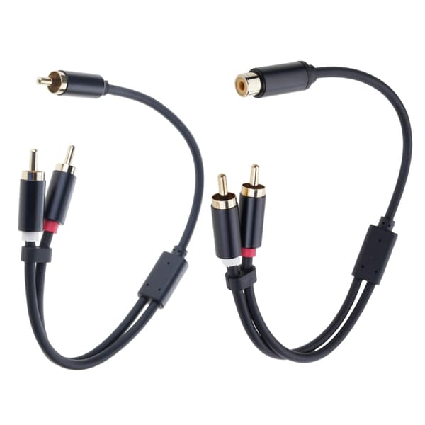 30 cm 2RCA Splitterkabel Nylonflettet Lyd Y-adapter til Lydkabel 30 cm 1 pack - Revol ution